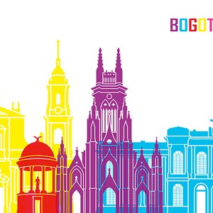 Bogota pop art skyline 8x10 in. to 12x16 in. Fine Art Print Glicee Poster Gift Illustration Pop Art Colorful Landmarks SKU 1162 image 3