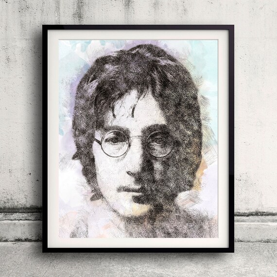 John Lennon Portrait 01 in Pen & Watercolor - Fine Art Print