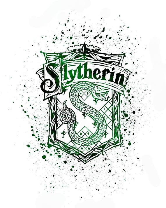 Harry Potter Slytherin 02 House Silhouette Poster Watercolor Wall