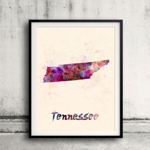Tennessee US State in watercolor background 8x10 in. to 12x16 in. Poster Digital Wall art Illustration Print Art Decorative  - SKU 0430