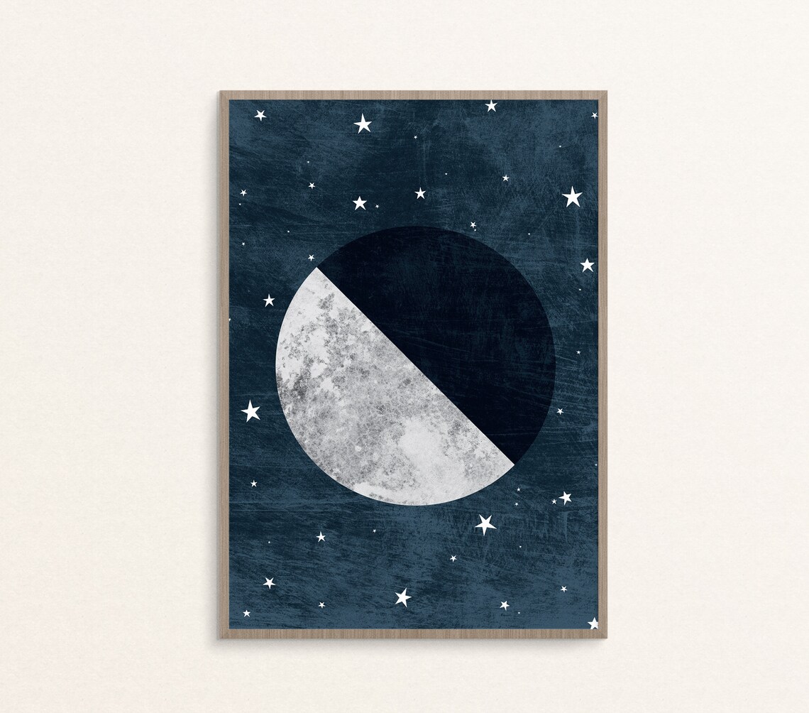 Printable Half Moon Wall Art for Moon and Stars Nursery Etsy