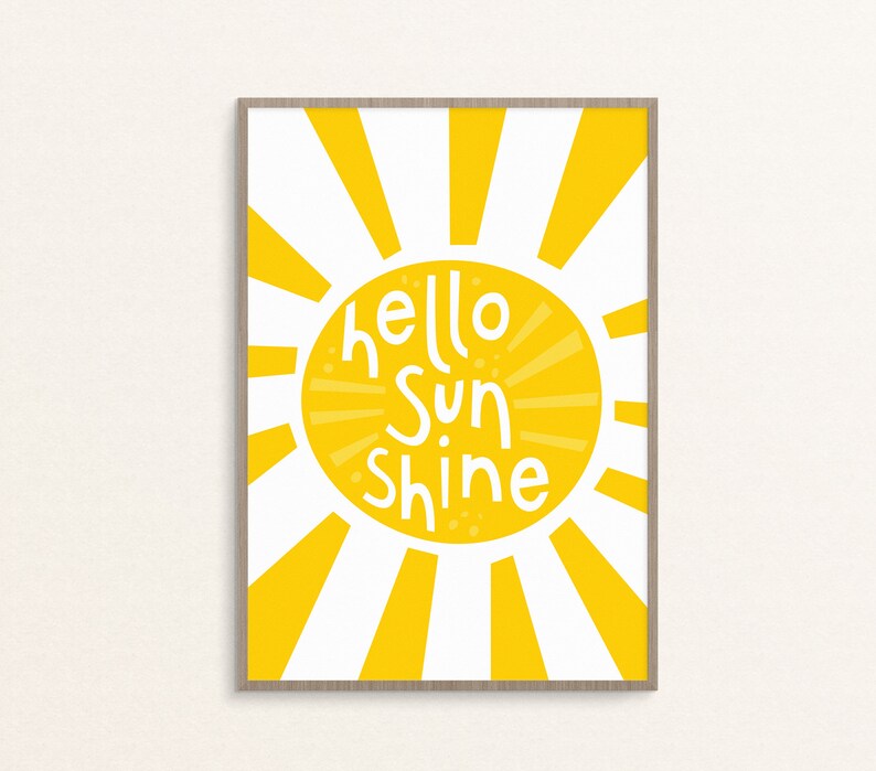 Hello Sunshine Printable Wall Art Sunburst Boho Dorm Decor Etsy