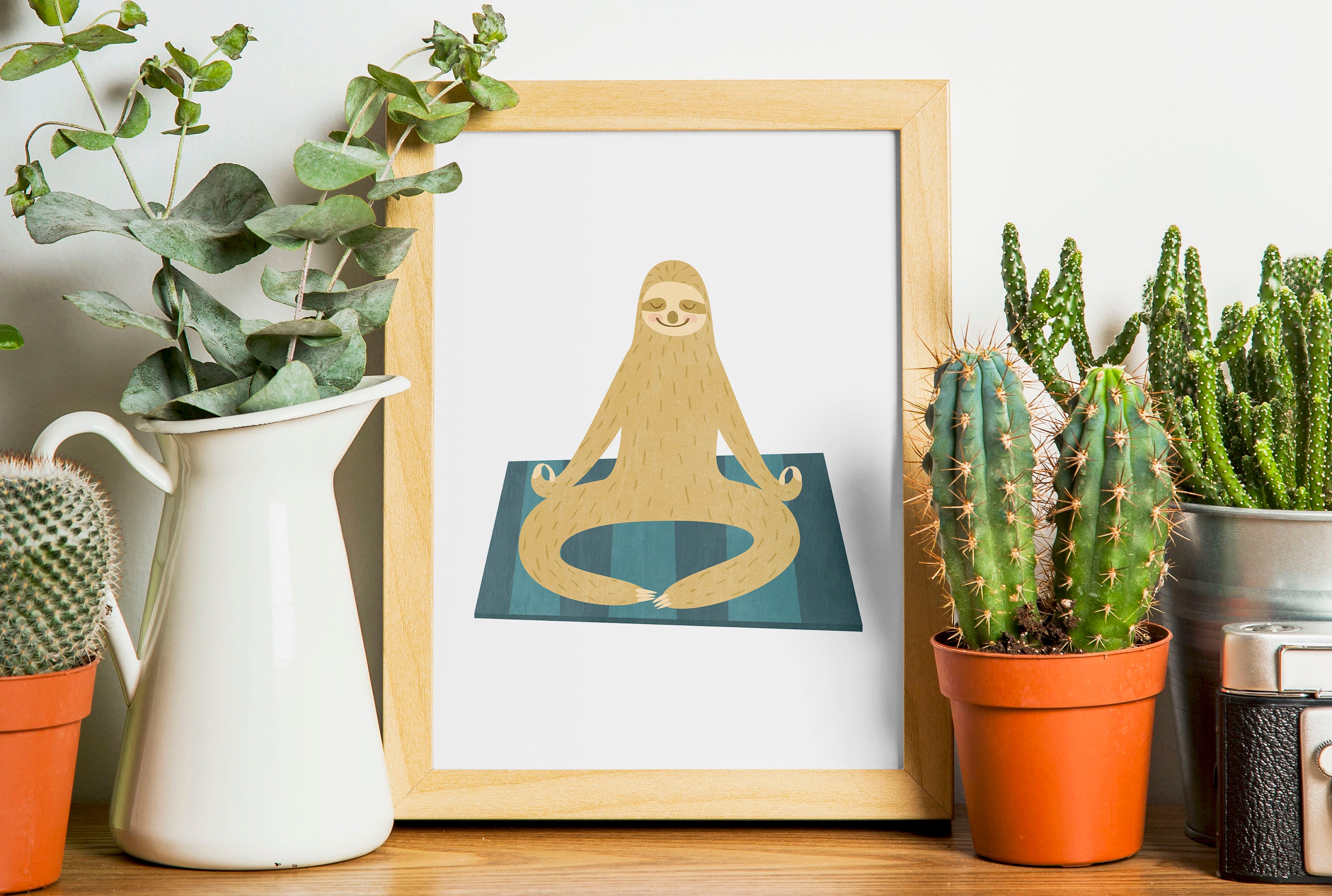 Yoga Sloth Printable Wall Art Sloth Print Yoga Studio Etsy