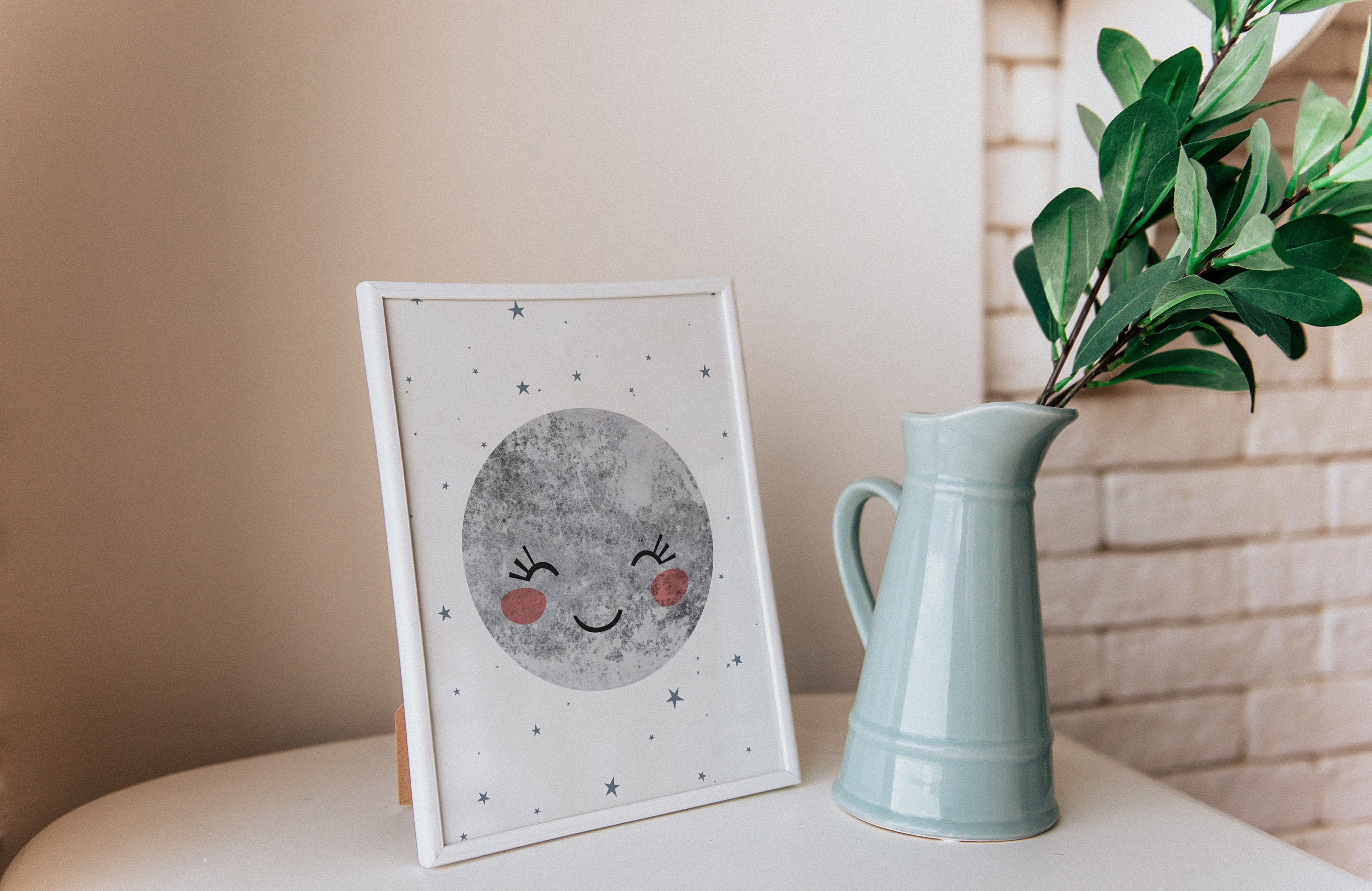 Cute Moon Bedroom Decor Printable Nursery Wall Art Moon and | Etsy