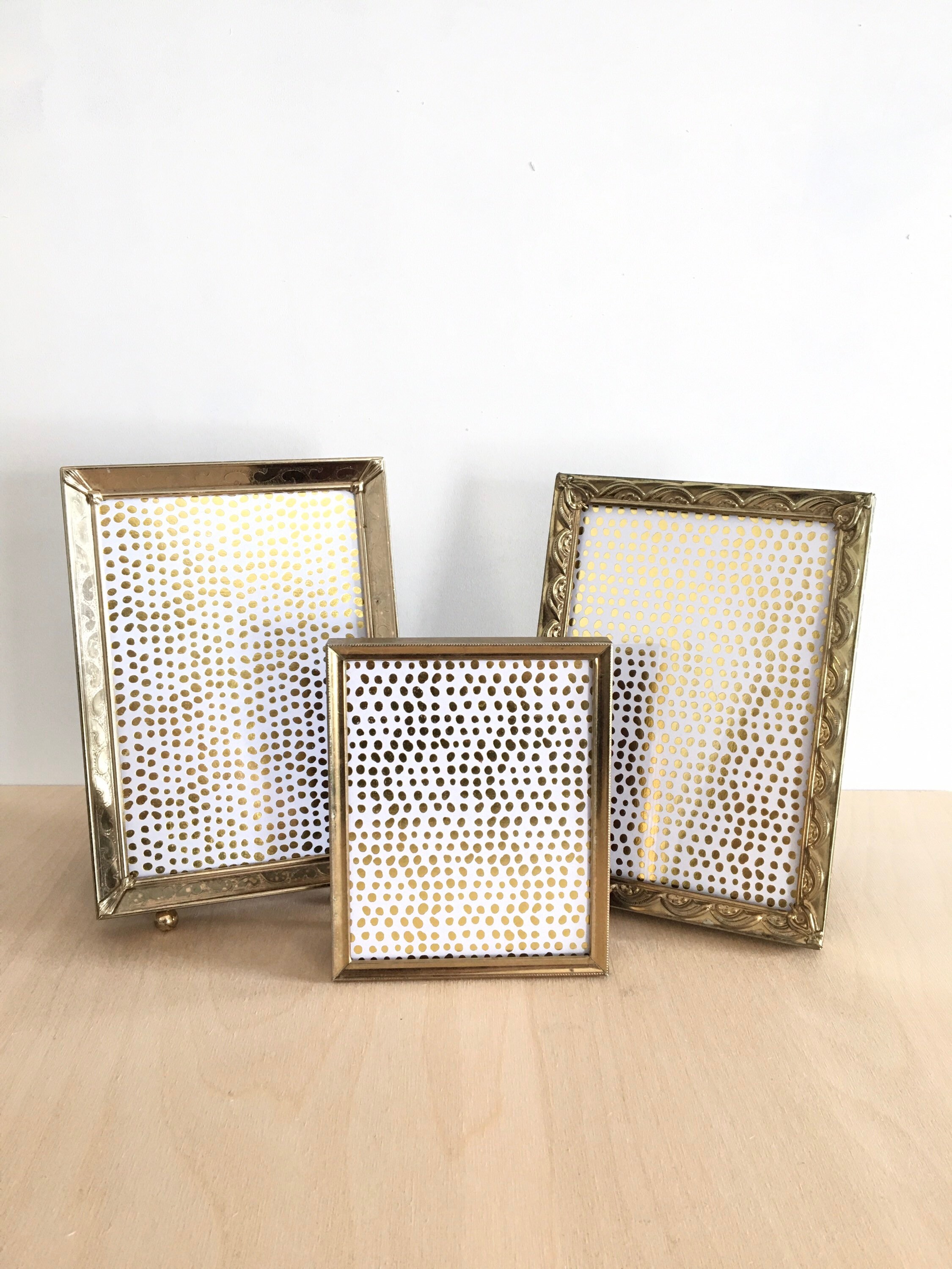 Vintage set of 3 brass tabletop frames Etsy