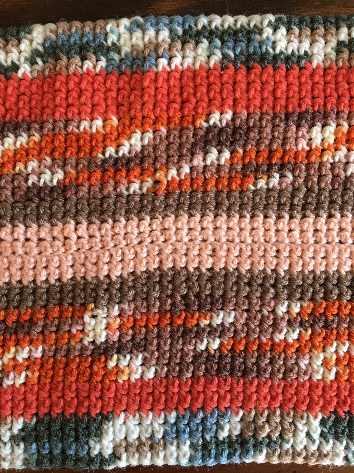 Hand knitted table runner / handmade multi colored yarn Etsy