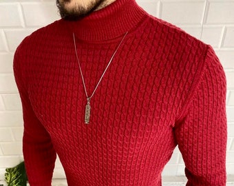 mens turtleneck red