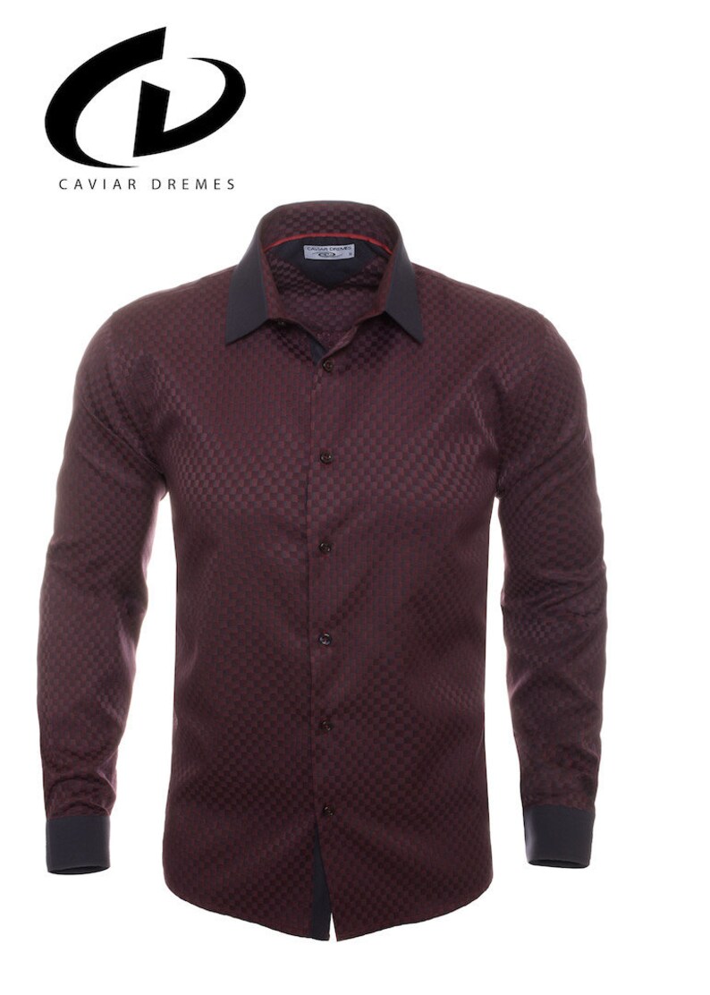 New Mens Caviar Dremes Long Sleeve Button Down Dress Shirt White Diamond Pattern