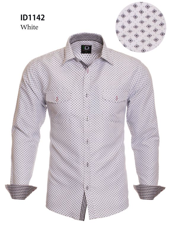 mens black dress shirt with white polka dots