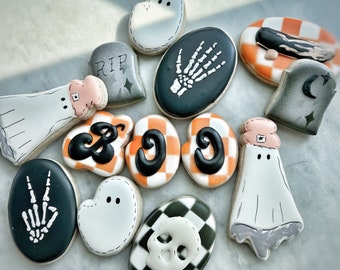 Boo Punk Ghost checkered Halloween Cookies