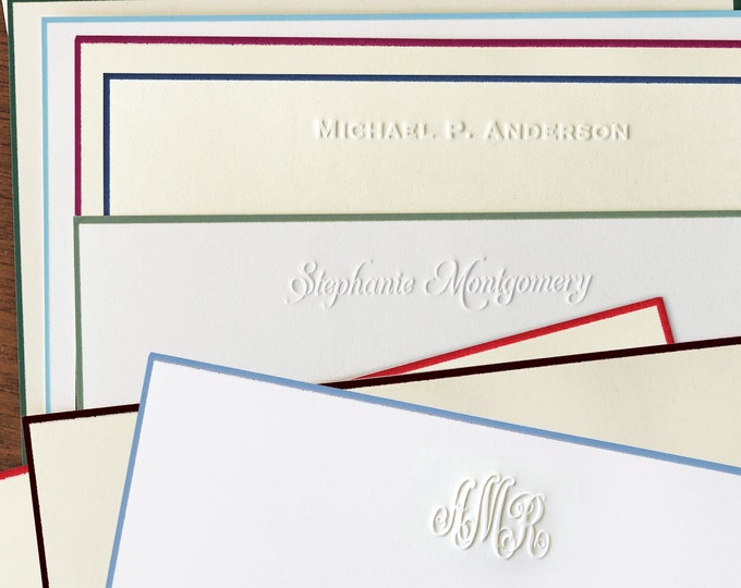 Embossed Note Cards Emboss Stationery Hand Bordered Stationary ...