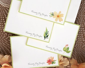 Personalized Floral Notecards | Custom Note Cards | Spring Flowers Stationary | Set of 24 | WATERCOLOR STATIONERY SET | 3506