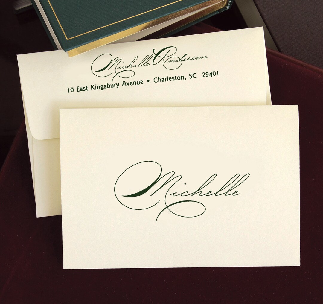 Calligraphy Style Note Cards Script Notes Raised Ink Personalized Fold ...