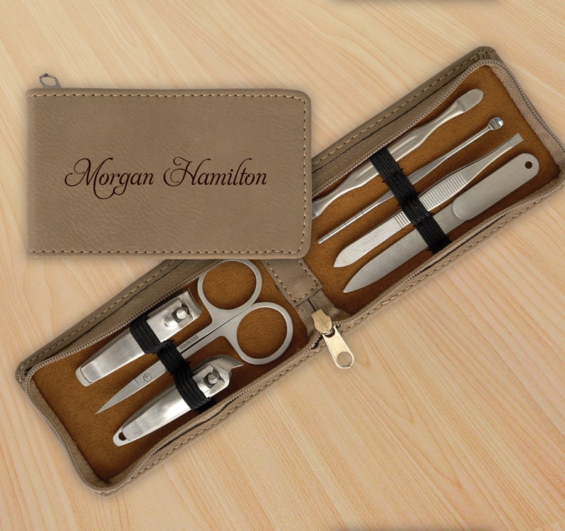 Personalized Manicure Set / Grooming Kit With Leather Case / Etsy