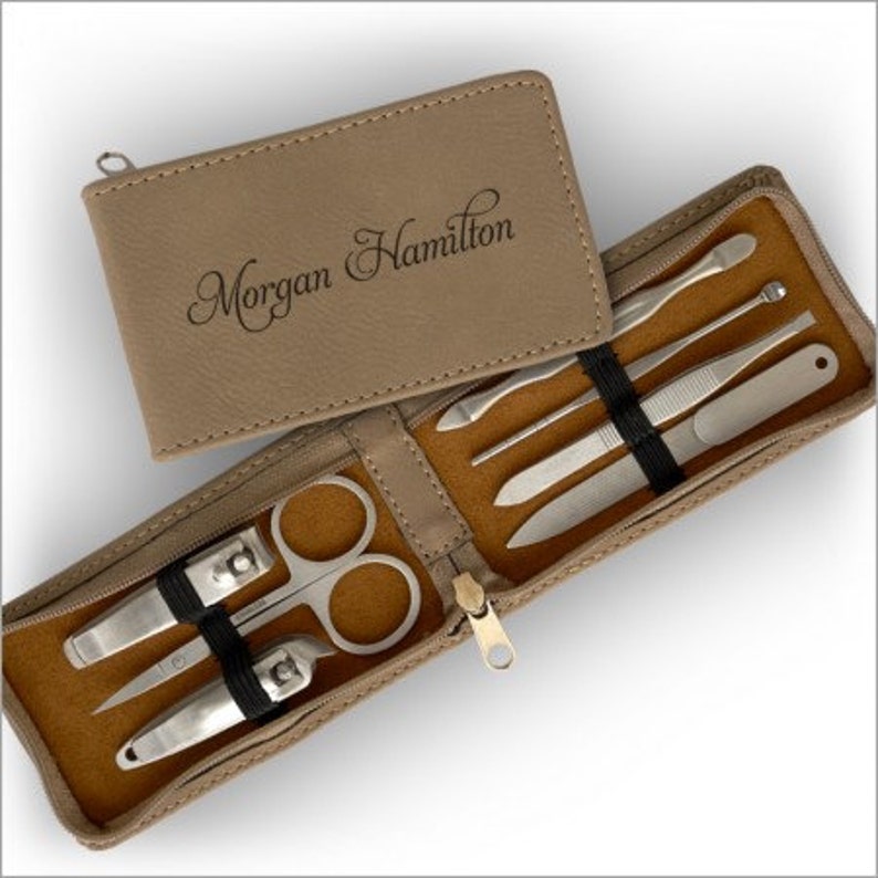 Personalized Manicure Set / Grooming Kit With Leather Case / Etsy