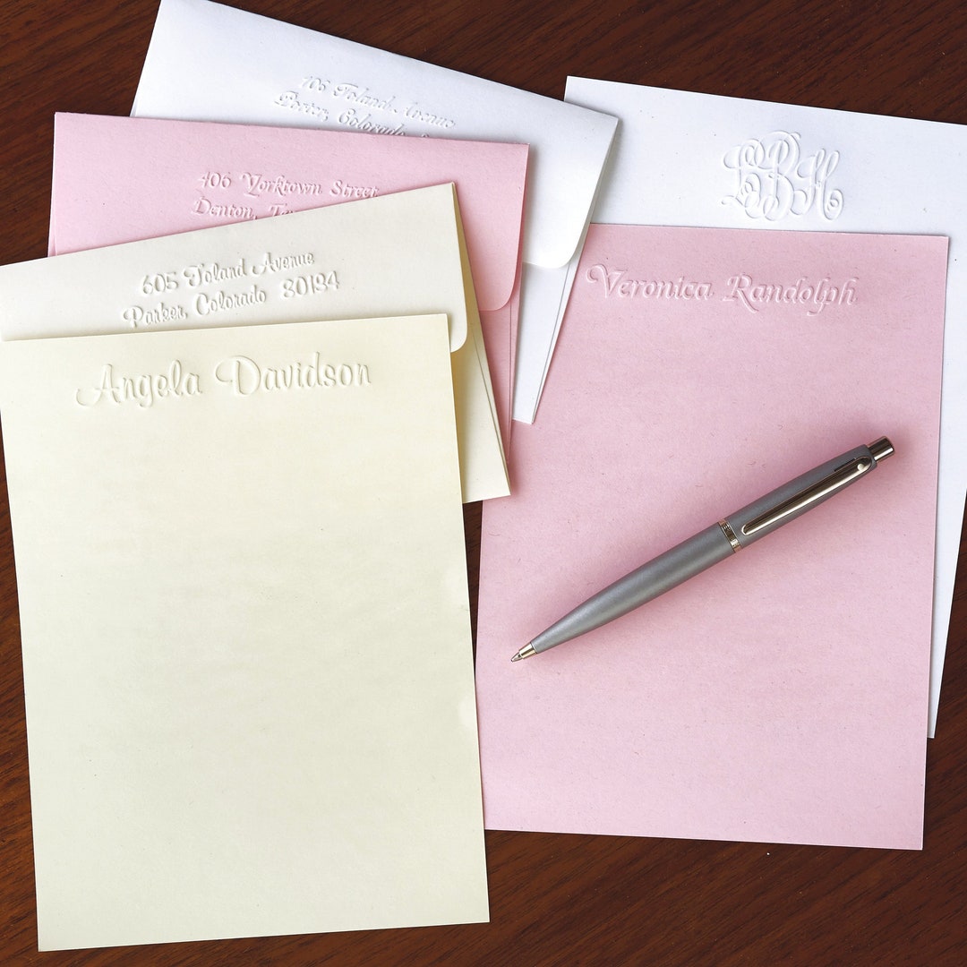 Emboss Letter Sheets Embossed Stationery Set Pastel Stationary Monogram