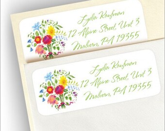 Floral Bouquet Return Address Labels / 90 Mailing Labels / 3591_3