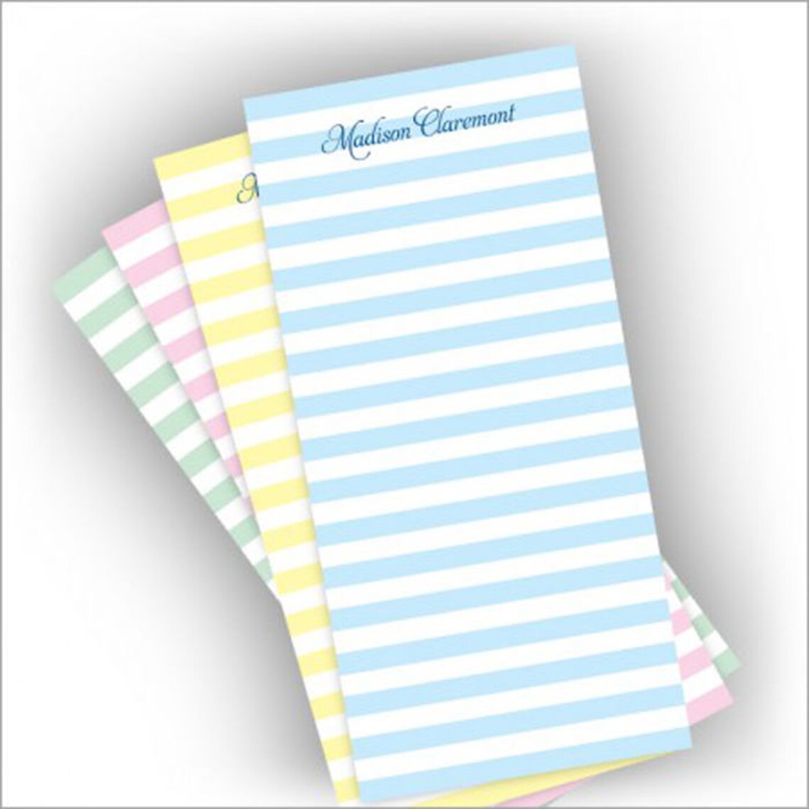 Pastel Striped Personalized Memo Pad Set/ 4 Memo Pads of 50 Etsy