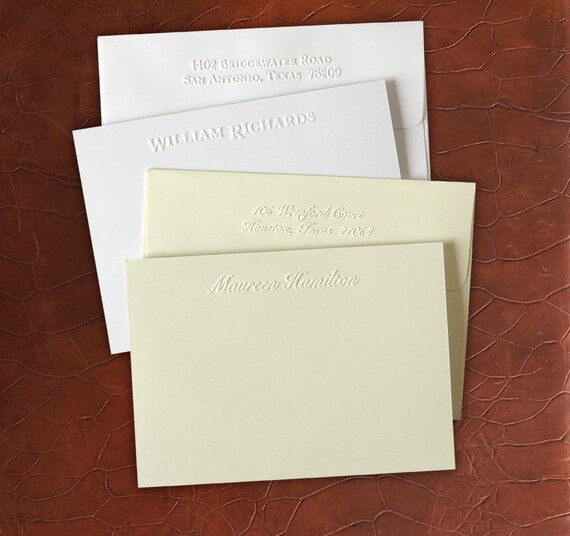 25 Embossed Cards Personalized Correspondence Cards Embossed Etsy