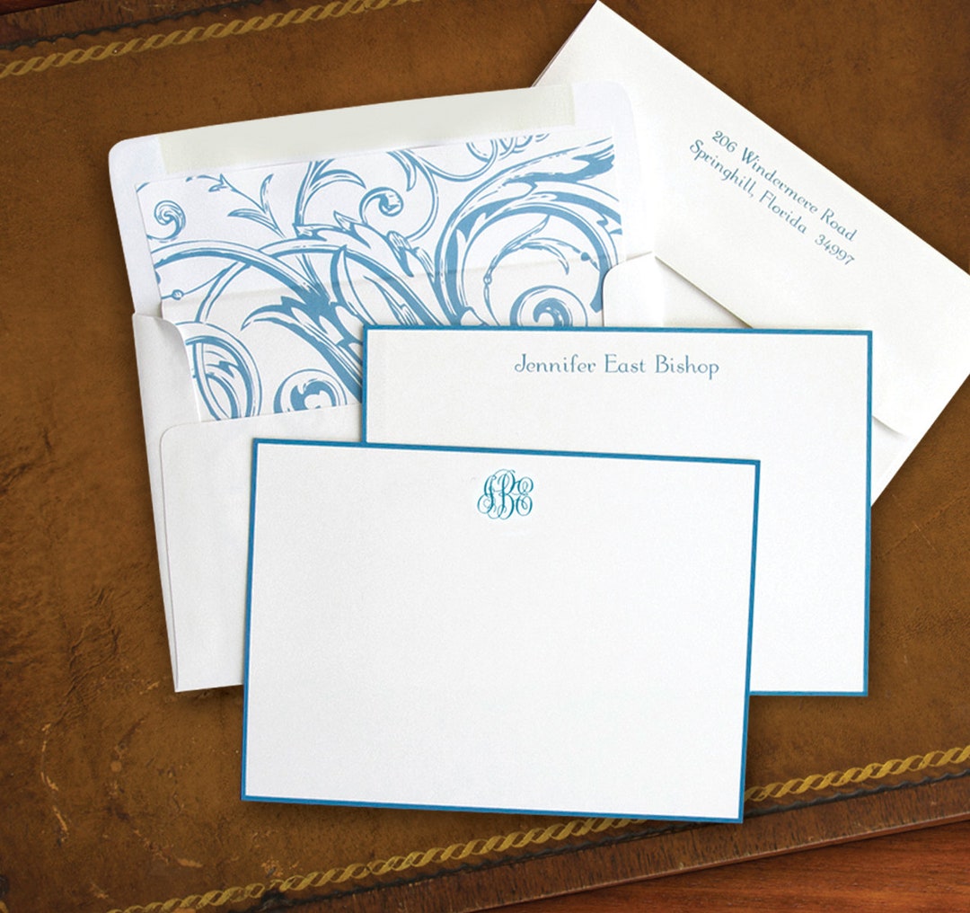 French Blue Border Stationery Set / Set of 25 Greeting Cards / 9655 Etsy