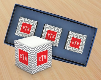 Monogrammed Mini Note Pads / 3 Personalized Mini Cubes / 3377_01