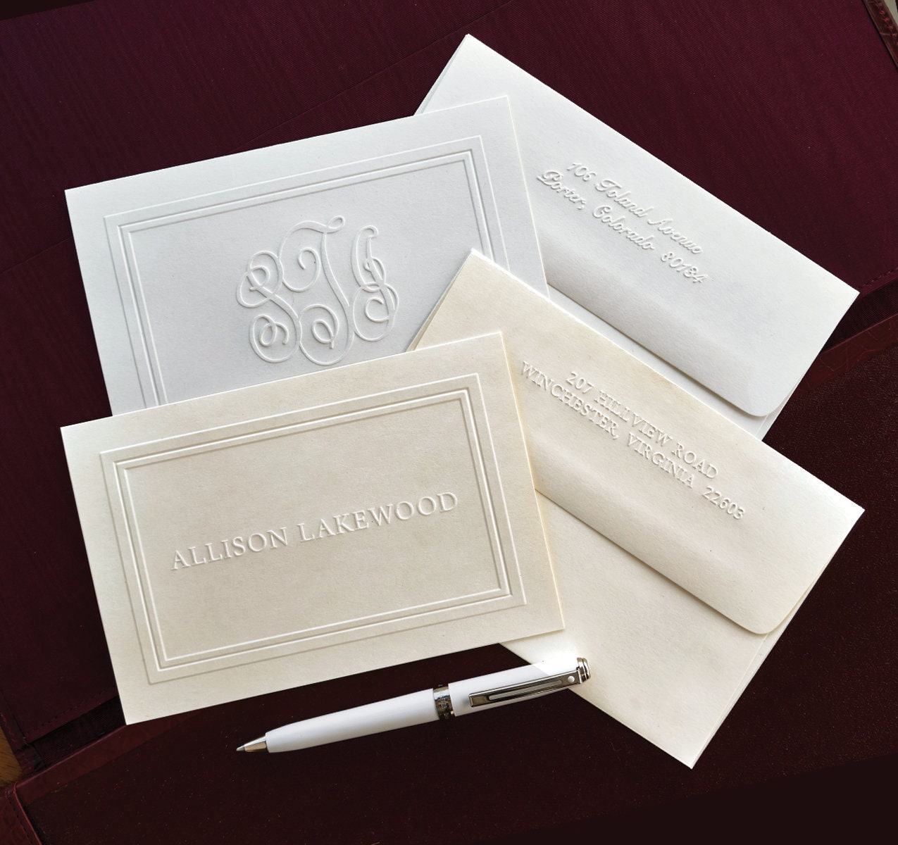 Ultimate Embossed Stationery Set / Set of 25 Cards and Envelopes / 31…