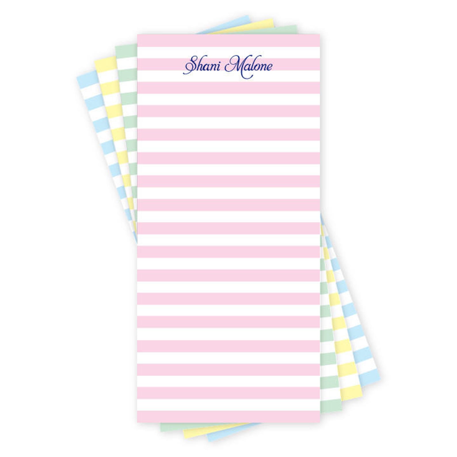 Pastel Striped Personalized Memo Pad Set/ 4 Memo Pads of 50 Etsy