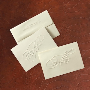 Embossed Note Cards Embossed Stationery Set Wedding Thank You Emboss Notecards stationary for wedding EXCLUSIVELY YOURS 5143 image 3