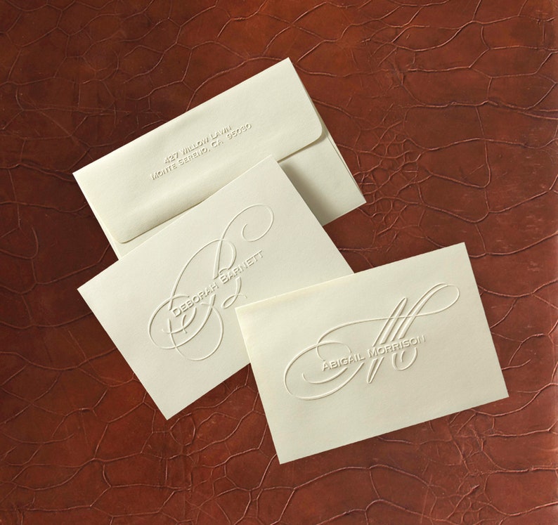 Embossed Note Cards Embossed Stationery Set Wedding Thank You Emboss Notecards stationary for wedding EXCLUSIVELY YOURS 5143 image 3