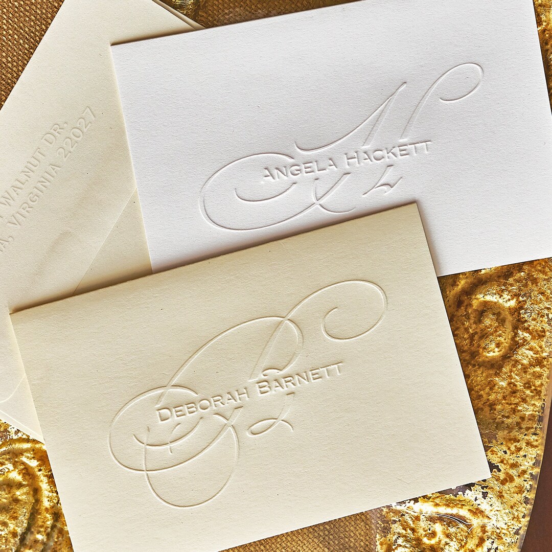 Embossed Note Cards Embossed Stationery Set Wedding Thank You Emboss