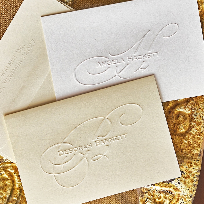 Embossed Note Cards Embossed Stationery Set Wedding Thank You Emboss Notecards stationary for wedding EXCLUSIVELY YOURS 5143 image 1