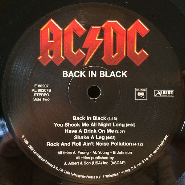Ac/dc Back in Black Vinyl, LP, Album, Reissue, Remastered