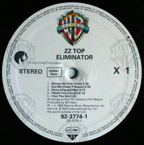 ZZ Top Eliminator Vinyl LP