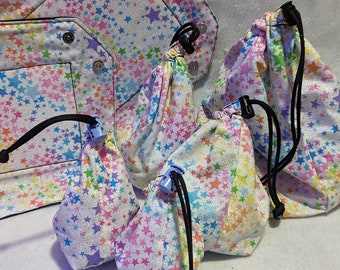 Rainbow Stars Standing Dice Bags and Trays