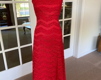 red dinner gown
