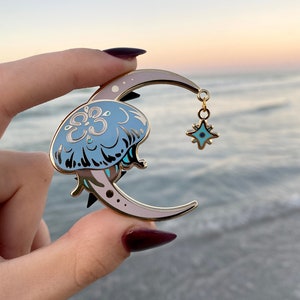 Crescent Moon Jellyfish enamel pin