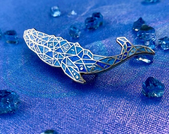 Sapphire Blue Whale Enamel Pin- Crystal Sea Creatures Oceancore pins