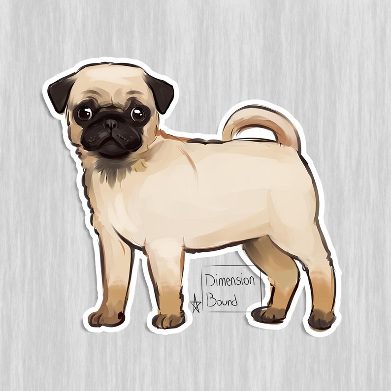 aesthetic sticker pug sticker dog sticker art notebook etsy