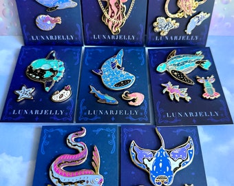Lovely Leviathans Enamel Pin Set- Giant Sea Creature themed pins