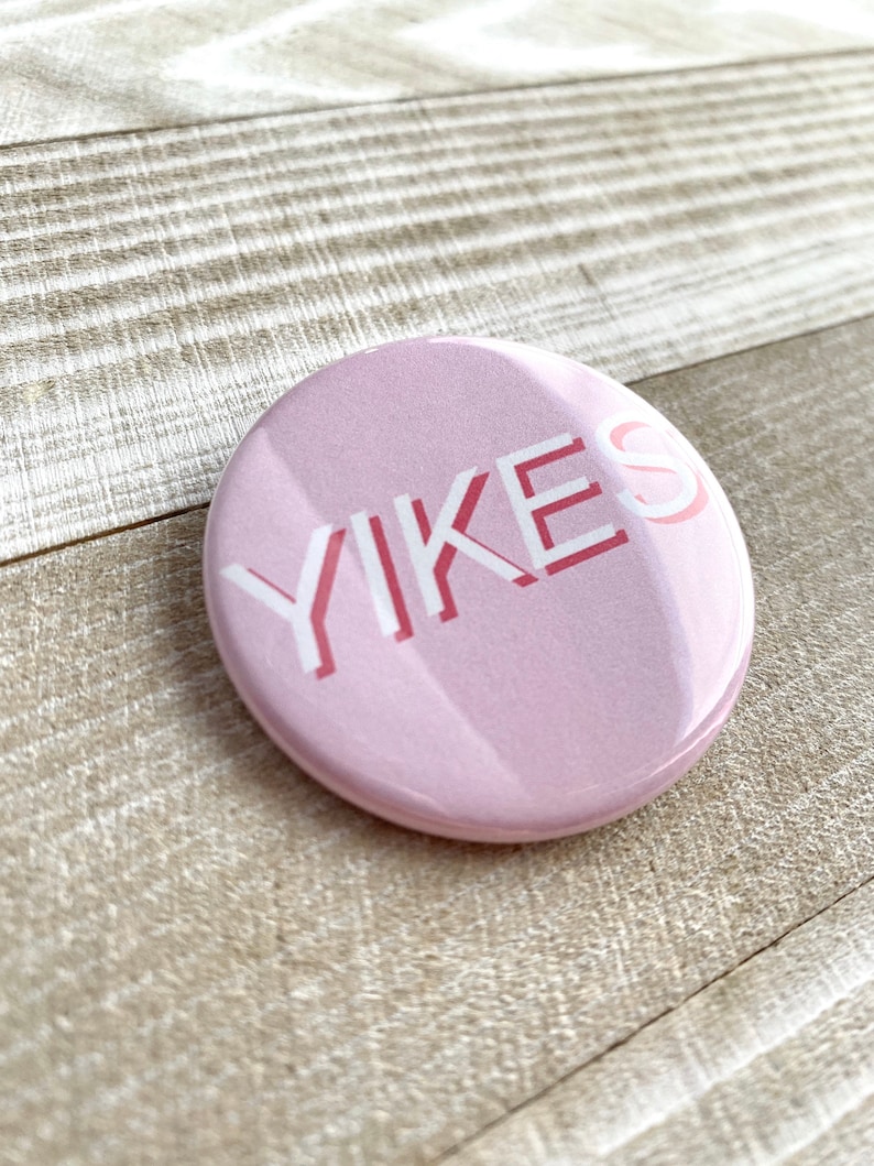 Yikes Pink Aesthetic Button 1x3 4 Inch Aesthetic Buttons Art Etsy