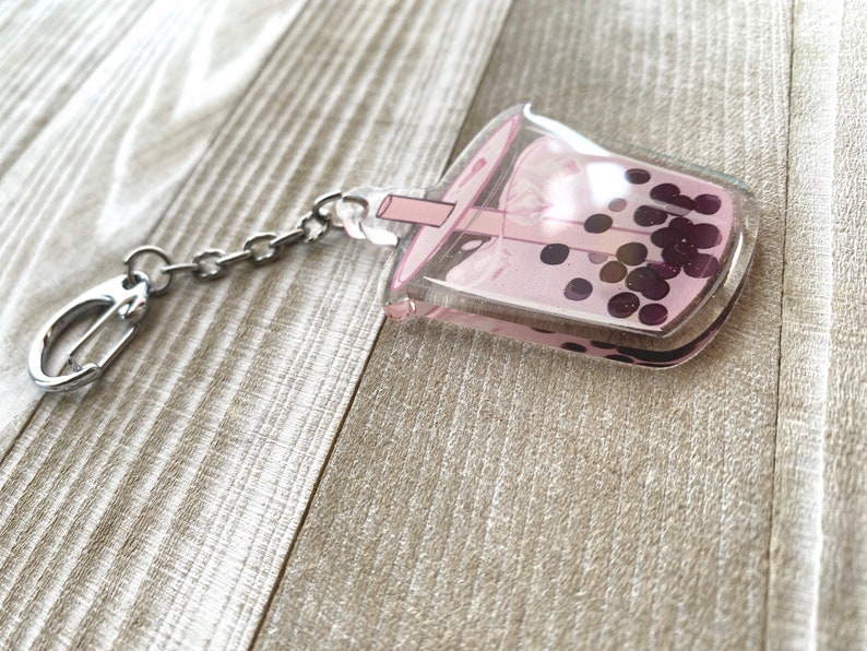 Bubble Tea Aesthetic Boba Glitter Keychain Acrylic Charm gift