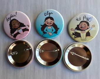 Aesthetic buttons set, Schuyler Sisters, Hamilton, 1x3/4 inch aesthetic Buttons Art you can take with you