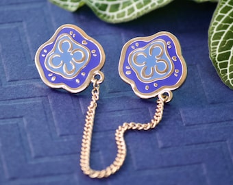 Moon Jellyfish Collar Pins- Enamel pins chain link