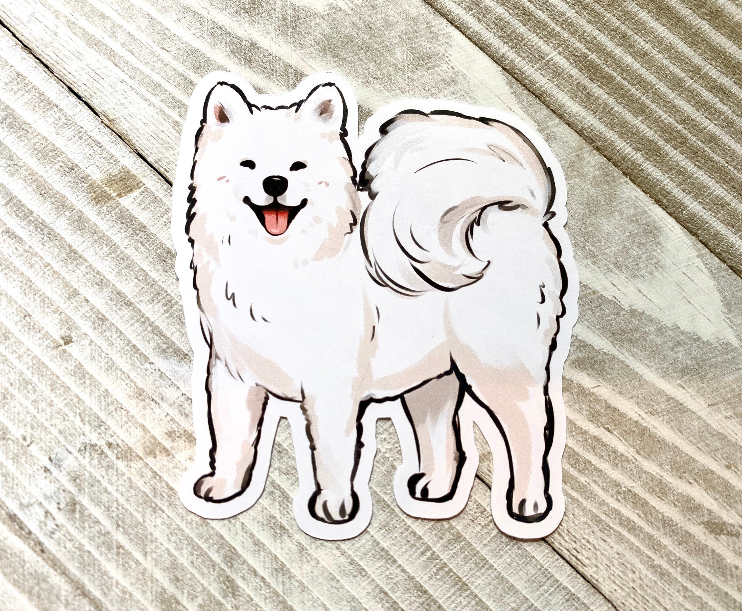 cute samoyed sticker aesthetic art decal sammy dog sticker etsy