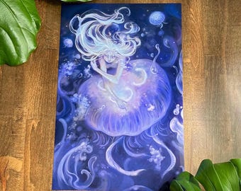 THE MOON Jellyfish- Original Art Print
