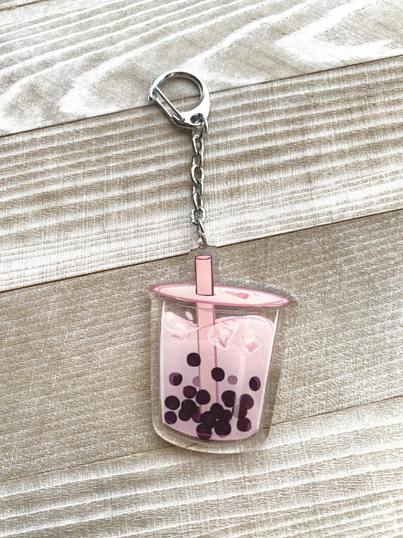 Bubble Tea Aesthetic Boba Glitter Keychain Acrylic Charm gift