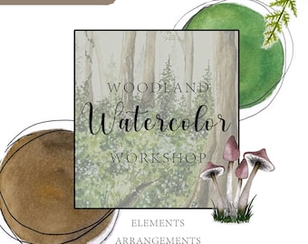 Woodland Watercolor Workshop PDF | Beginner + Intermediate Forest Watercolor Guide | Watercolor Trees, Animals & Foliage Tutorial | Download