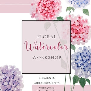 Atelier d'aquarelle florale printanière : guide étape par étape des fleurs, des arrangements et des couronnes à l'aquarelle | Artisanat pour la fête des mères et la Saint-Valentin