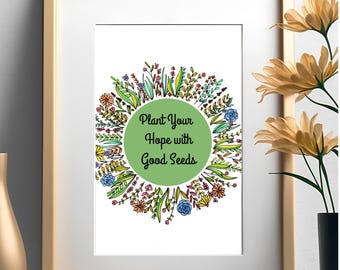 Floral Wall Art Print, Inspirational Wildflower Nursery Decor