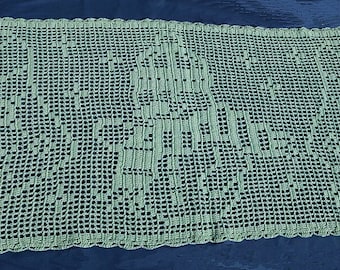 Christmas Stocking Table Runner - Filet Crochet - Pattern & Charts - Instant PDF digital download, Stockings, Snowman, Thread Crochet, Craft